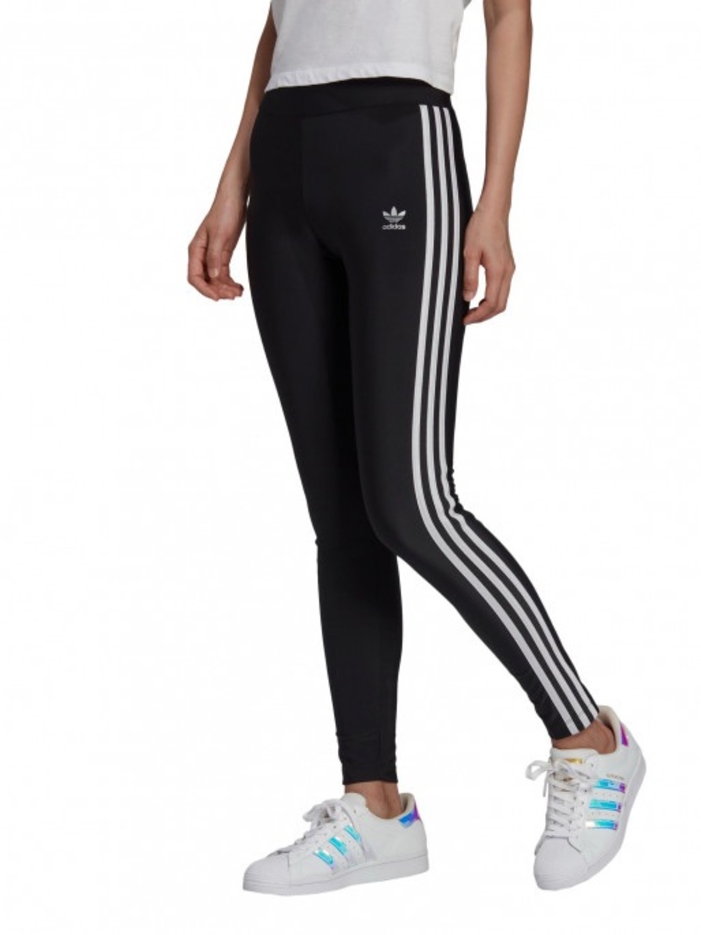 adidas Black Leggings with White 3-Stripes